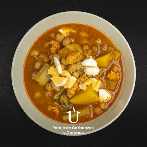 Potaje de Garbanzos y Gambas Raggú