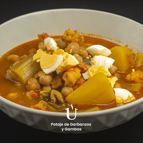 Potaje de Garbanzos y Gambas Raggú