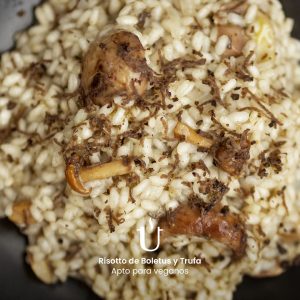 Risotto de Boletus y Trufa Raggú, Apto para veganos