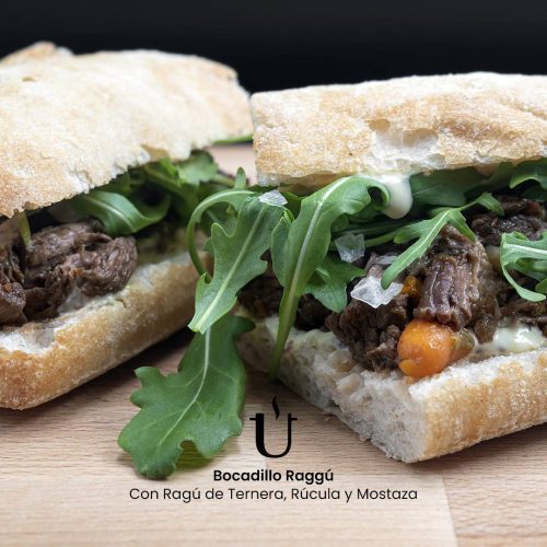 Bocadillo Raggu con Ragú de Ternera Rúcula y Mostaza - Raggú