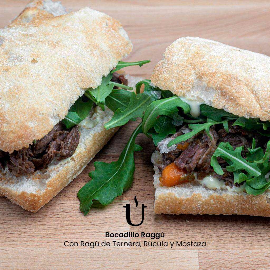 Bocadillo Raggu con Ragú de Ternera Rúcula y Mostaza - Raggú