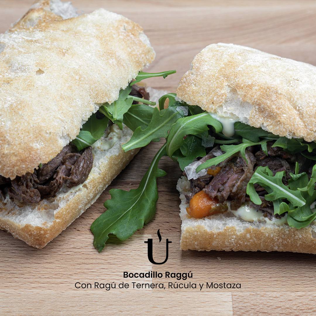 Bocadillo Raggu con Ragú de Ternera Rúcula y Mostaza - Raggú
