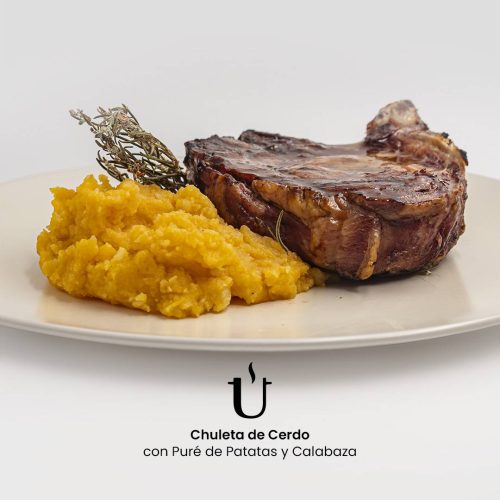 Chuleta de Cerdo con Puré de Patatas y Calabaza - Raggú