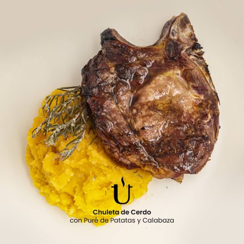 Chuleta de Cerdo con Puré de Patatas y Calabaza - Raggú